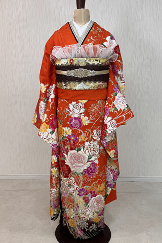 みかん　振袖単品 二十歳振袖館Az 水戸店の振袖 /青色/朱色/古典/梅柄/ 振袖R3L171770