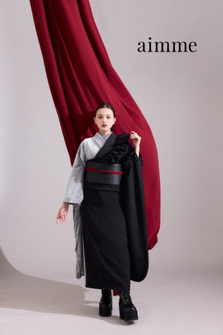 aimme　original　　furisode　bicolor frill -Gray-_振袖_96575