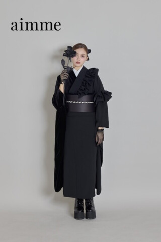 aimme　original　　furisode　bicolor frill -black-_振袖_96576