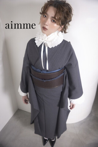 aimme　original　furisode　gray × stripe_振袖_96577