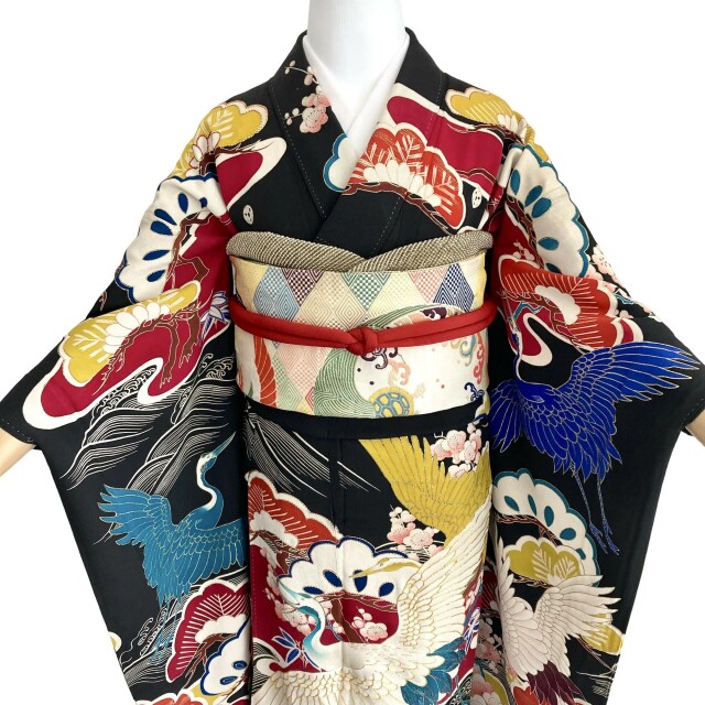 昔のアンティークな振袖 キモノ山猫【西宮｜着物レンタル・販売・着付け】の振袖 /黒色/レトロ