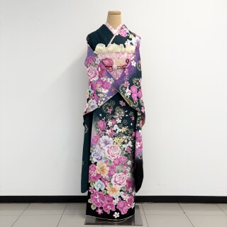 【緑×ピンクバラ】_振袖_102563 | ジョイフル恵利OUTLET　大阪駅前第2ビル店