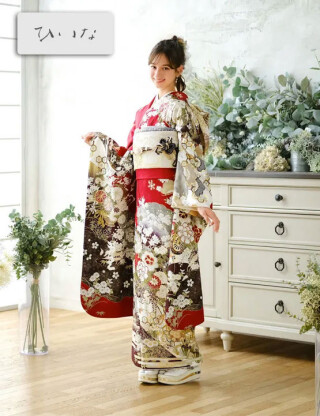 【ひいな】赤と深緑のコントラストに咲く伝統の咲き誇る菊_振袖_102523